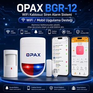 OPAX BGR-12 WiFi Kablosuz Alarm Sistemi | 96 Bölge Desteği (1 YIL AHM ÜCRETSİZ)