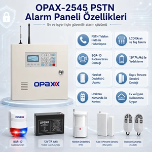 OPAX-2545 PSTN BGR-10 Kablolu Sirenli Akülü Ev ve İşyeri Alarm Seti