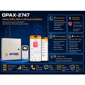 OPAX-2747 GPRS/GSM/LAN BGR-10 Kablolu Sirenli ve Akülü Kablolu/Kablosuz Ev ve İşyeri Alarm Seti