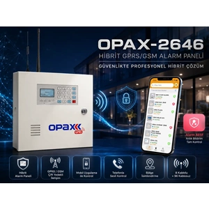 OPAX-2646 KABLOLU I KABLOSUZ GPRS ALARM PANELİ ( 1 YIL AHM ÜCRETSİZ )
