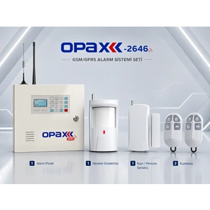 OPAX-2646 KABLOLU I KABLOSUZ GPRS ALARM PANELİ ( 1 YIL AHM ÜCRETSİZ )