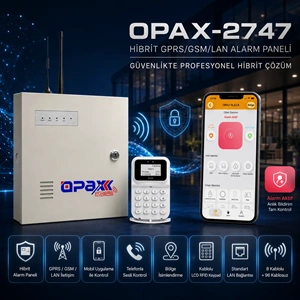 OPAX-2747 GPRS/LAN KEYPADLİ KABLOLU&KABLOSUZ ALARM PANELİ (1 YIL AHM ÜCRETSİZ)