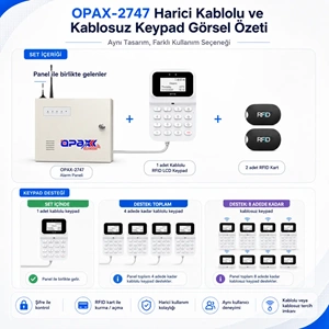 OPAX-2747 GPRS/GSM/LAN Keypadli Kablolu ve Kablosuz 4G Alarm Paneli
