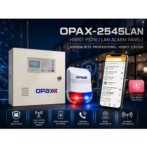 OPAX-2545LAN BGR-10 Kablolu Sirenli Akülü LAN/PSTN Ev ve İşyeri Alarm Seti