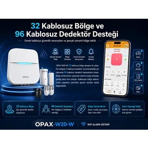 OPAX-W20-W Beyaz WiFi Kablosuz Alarm Sistemi