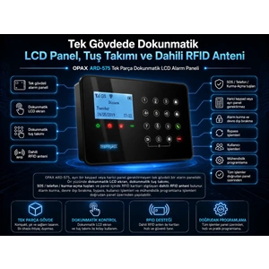 ARD-575 Siyah GPRS/GSM/WiFi Dokunmatik Kablolu Kablosuz Ev ve İşyeri Alarm Paneli