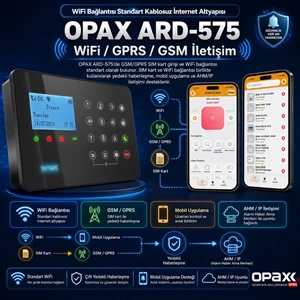 ARD-575 Siyah GPRS/GSM/WiFi Dokunmatik Kablolu Kablosuz Ev ve İşyeri Alarm Paneli