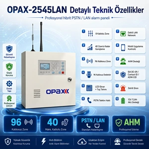 OPAX-2545LAN PSTN & LAN Network Kablolu ve Kablosuz Alarm Paneli