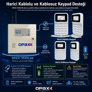 OPAX-2545LAN PSTN & LAN Network Kablolu ve Kablosuz Alarm Paneli