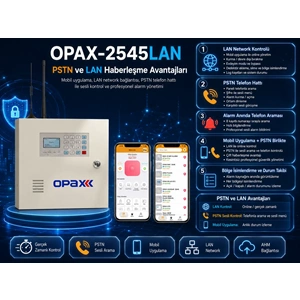 OPAX-2545LAN PSTN & LAN Network Kablolu ve Kablosuz Alarm Paneli