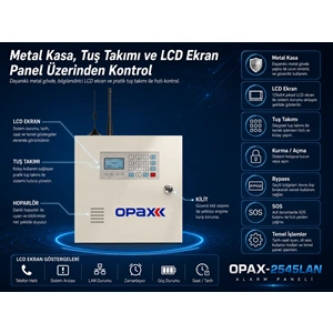 OPAX-2545LAN PSTN & LAN Network Kablolu ve Kablosuz Alarm Paneli