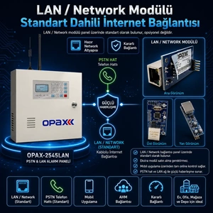 OPAX-2545LAN PSTN & LAN Network Kablolu ve Kablosuz Alarm Paneli