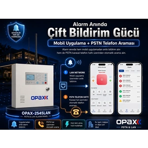 OPAX-2545LAN PSTN & LAN Network Kablolu ve Kablosuz Alarm Paneli