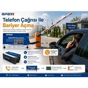 RELAY-572 GSM / GPRS Röle Modülü Mobil Uygulama ile Bariyer / Kapı / Motor Kontrol ve Açma Sistemi