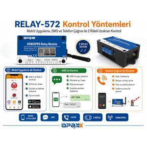 RELAY-572 GSM / GPRS Röle Modülü Mobil Uygulama ile Bariyer / Kapı / Motor Kontrol ve Açma Sistemi