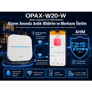 OPAX-W20-W Beyaz BGR-09 Kablosuz Sirenli Akülü WiFi Ev ve İşyeri Alarm Seti