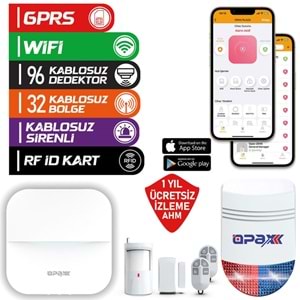 OPAX-W20-BEYAZ+BGR-09 GPRS I WİFİ & BGR-09 KABLOSUZ SİRENLİ ALARM SİSTEMİ (1 YIL AHM ÜCRETSİZ)