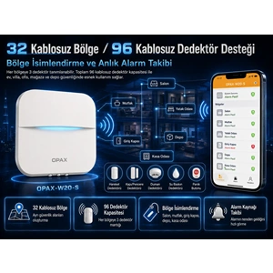 OPAX-W20-BEYAZ+BGR-09 GPRS I WİFİ & BGR-09 KABLOSUZ SİRENLİ ALARM SİSTEMİ (1 YIL AHM ÜCRETSİZ)