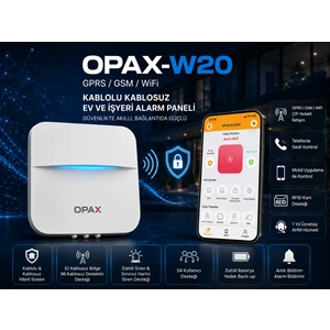 OPAX-W20-BEYAZ+BGR-09 GPRS I WİFİ & BGR-09 KABLOSUZ SİRENLİ ALARM SİSTEMİ (1 YIL AHM ÜCRETSİZ)