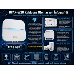 OPAX-W20-BEYAZ+BGR-09 GPRS I WİFİ & BGR-09 KABLOSUZ SİRENLİ ALARM SİSTEMİ (1 YIL AHM ÜCRETSİZ)