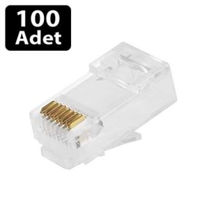 100 ADET RJ45 NETWORK KONNEKTÖR CAT6 UTP
