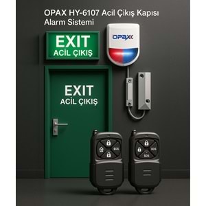 Opax HY-6107 Kablolu & Kablosuz Acil Çıkış Kapısı Alarm Sistemi