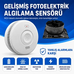 OPAX WiFi + RF Interlink Akıllı Duman Dedektörü | Tuya Uyumlu Kablosuz Yangın Alarm Dedektörü