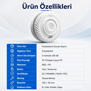 OPAX WiFi + RF Interlink Akıllı Duman Dedektörü | Tuya Uyumlu Kablosuz Yangın Alarm Dedektörü