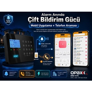 ARD-575 Siyah GPRS/GSM/WiFi 4G Dokunmatik Kablolu Kablosuz Ev ve İşyeri Alarm Paneli
