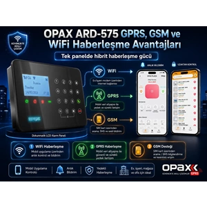 ARD-575 Siyah GPRS/GSM/WiFi 4G Dokunmatik Kablolu Kablosuz Ev ve İşyeri Alarm Paneli