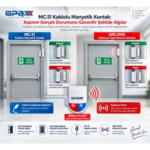 OPAX HY-6107-MC31 Kablolu Acil Çıkış Kapısı Alarm Sistemi Seti