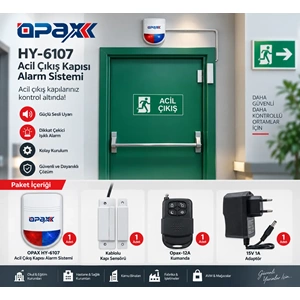 OPAX HY-6107-MC31 Kablolu Acil Çıkış Kapısı Alarm Sistemi Seti