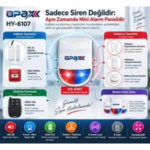 OPAX HY-6107-MC31 Kablolu Acil Çıkış Kapısı Alarm Sistemi Seti