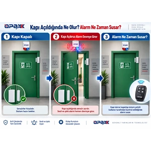OPAX HY-6107-ARD2005 Kablosuz Acil Çıkış Kapısı Alarm Sistemi Seti
