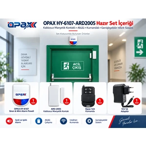 OPAX HY-6107-ARD2005 Kablosuz Acil Çıkış Kapısı Alarm Sistemi Seti