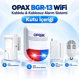 OPAX BGR-13 WiFi Kablolu & Kablosuz Alarm Sistemi – 96 Kablosuz Bölge, 1 Yıl Ücretsiz AHM