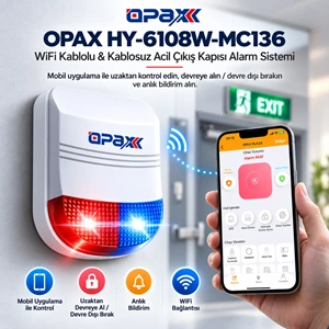 OPAX HY-6108W-MC136 WiFi Kablolu & Kablosuz Acil Çıkış Kapısı Alarm Sistemi