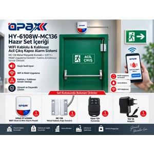 OPAX HY-6108W-MC136 WiFi Kablolu & Kablosuz Acil Çıkış Kapısı Alarm Sistemi