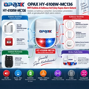 OPAX HY-6108W-MC136 WiFi Kablolu & Kablosuz Acil Çıkış Kapısı Alarm Sistemi
