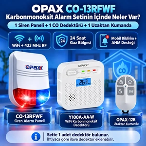 OPAX CO-13RFWF WiFi + RF Kablosuz Karbonmonoksit Alarm Sistemi