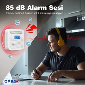 OPAX Y100A-AA-W WiFi + RF İnterlink Akıllı Karbonmonoksit Alarmı Tuya ve Opax Uyumlu
