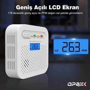 OPAX Y100A-AA-W WiFi + RF İnterlink Akıllı Karbonmonoksit Alarmı Tuya ve Opax Uyumlu