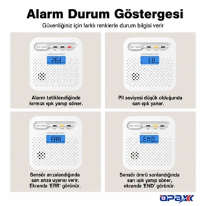 OPAX Y100A-AA-W WiFi + RF İnterlink Akıllı Karbonmonoksit Alarmı Tuya ve Opax Uyumlu