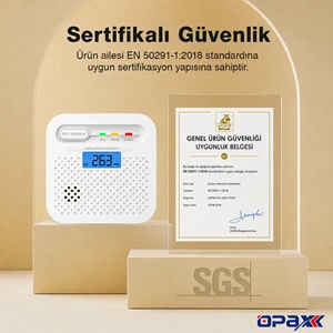 OPAX Y100A-AA-W WiFi + RF İnterlink Akıllı Karbonmonoksit Alarmı Tuya ve Opax Uyumlu