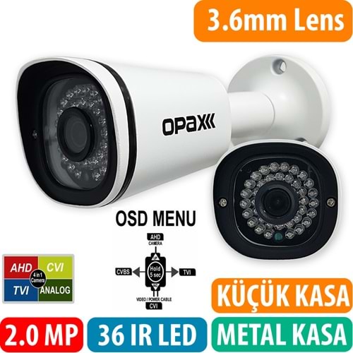 OPAX-4235 2 MP 1080P 3.6 MM Lens 36 IR Led 4 in 1 AHD Bullet Kamera
