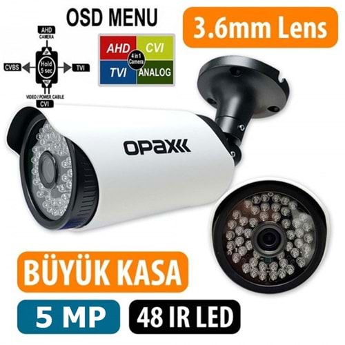 OPAX-2860 5 MP 2608x1952 3.6 MM Lens 48 IR LED AHD 4 IN 1 BULLET