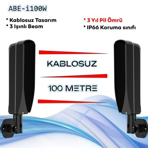 ABE-i100W KABLOSUZ 3 IŞINLI 100 METRELİK HARİCİ TİP INFRARED BEAM DEDEKTÖRÜ / IŞIN BARİYERİ