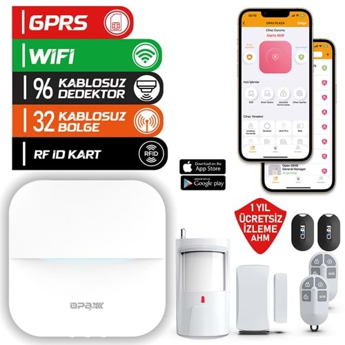OPAX-W20-S BEYAZ GPRS I GSM I WİFİ KABLOSUZ NETWORK ALARM SİSTEMİ (1 YIL AHM ÜCRETSİZ)