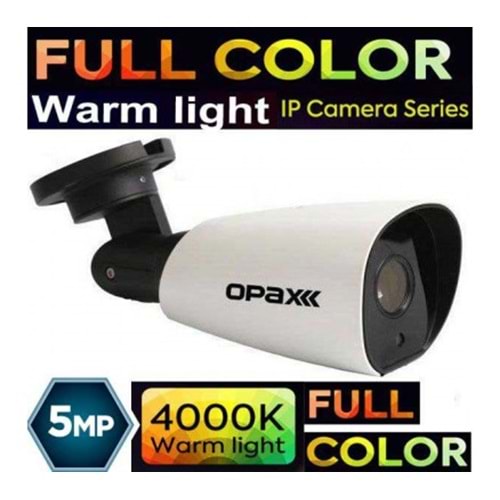 OPAX-7009 5 MP 6MM STARLIGHT 6 WARM LED FULL COLOR H265+ P2P METAL BULLET KAMERA