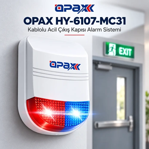 OPAX HY-6107-MC31 Kablolu Acil Çıkış Kapısı Alarm Sistemi Seti